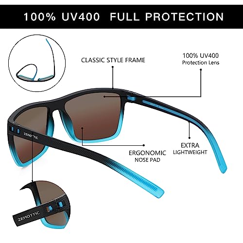 Image of ZENOTTIC Polarized Sunglasses for Men Lightweight TR90 Frame UV400 Protection Square Sun Glasses