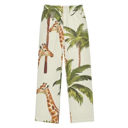 ZZXXB Giraffe and Trees Boys Long Pants Soft Trousers Elastic Waist Kids Lounge Bottoms with Pockets S-XL