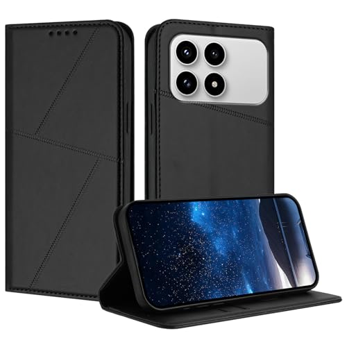�X�}�z�P�[�X �Ή��@�� for Xiaomi Poco F8 Pro,�Ή��@�� for Redmi K90 �}�O�l�b�g�J�� [PU���U�[ + �X�}�z�P�[�X] �E�H���b�g �J�[�h�X���b�g �t���b�v�X�^���h Black