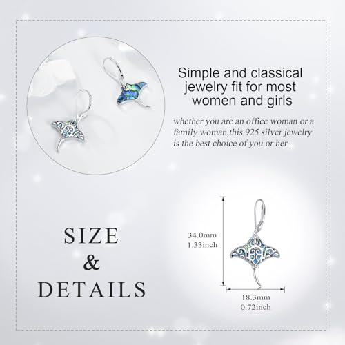 Manta/Wing/Lotus Earrings for Women Sterling Silver Manta/Wing/Lotus Earrings Ocean Jewelry Gifts for Women4