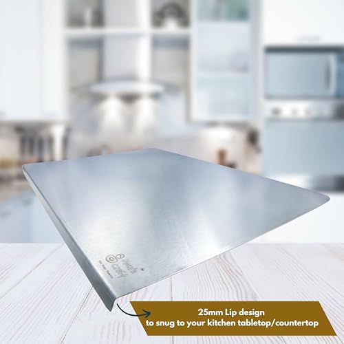 Image of Stainless Steel Countertop Chopping Board 35x30 cm | Kitchen Top Rust-Free Metal Cutting Board | Compact Steel Vegetable Meat Fish Fruit Cutter Board | Hygienic Heavy-Duty Food Prep Surface