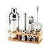 FHJZXDGHNXFGH 10 Stück Edelstahl Cocktail Shaker Mixer Wein Martini Shaker Set mit Holzregal für Barkeeper Drink Party Bar Tools
