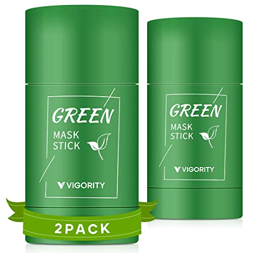2 Pcs Green Tea Mask Stick for Face, Blackhead Remover with Green Tea Extract, Green Mask Stick for Face Moisturizing, Dry Skin Face Moisturizer, Deep Pore Cleansing, Skin Brightening, Moisturizing Face mask, Removes Blackheads for All Skin Types