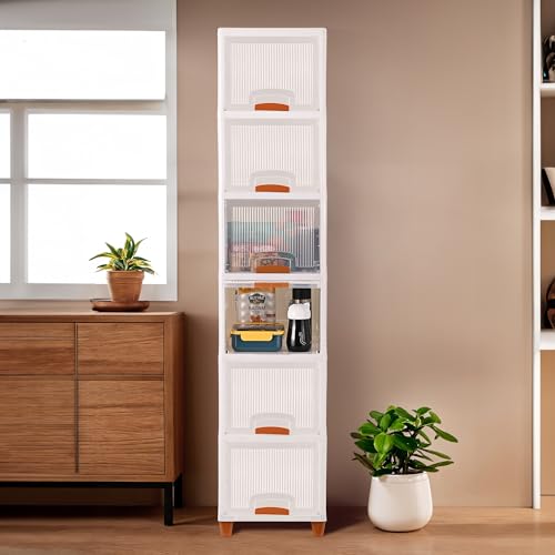Image of YASONIC π² π§πΆπ²πΏ Foldable Plastic Rack for Storage /Kitchen Cupboard /Versatile and Sturdy Wardrobe for Clothes /Multipurpose Storage Organizer /Closet for Bedroom /Living Room /Laundry Room (Off White)