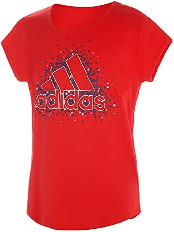 adidas girls Short Sleeve Scoop Neck Tee T-shirt T Shirt, Vivid Red, 8-15 Years US