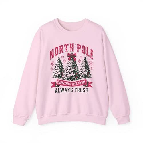 Christmas Sweatshirt, Pink North Pole Sweatshirt, Ladies