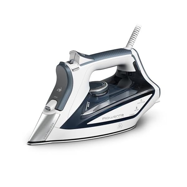 Rowenta, Iron, Focus Stainless Steel Soleplate Steam Iron for Clothes, 400 Microsteam Holes, Powerful steam blast, Leakproof, Lightweight, 1725 Watts, Ironing, Blue Clothes Iron, DW5280