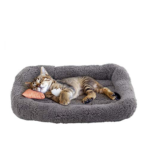 Enjoying EN3-A100-GRAY-S Plush Cat Bed Mat 10 Inch X 15 Inch Pet Cushion With Pillow Around thumb #3