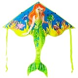 Kaidenic 55inch Mermaid Kite with Flying Lines Easy to Fly for Kids and Adults