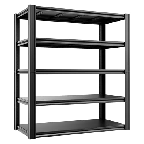 Image of 5-Tier 40 inch W x 18 inch D x 72 inch H Garage Storage Shelves Metal Shelf 2020LBS Garage Shelving Heavy Duty Adjustable Utility Rack Estantes para (Black)