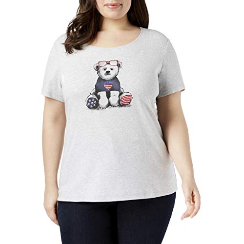 Karen Scott Womens Plus Graphic Heathered T-Shirt Gray 2X