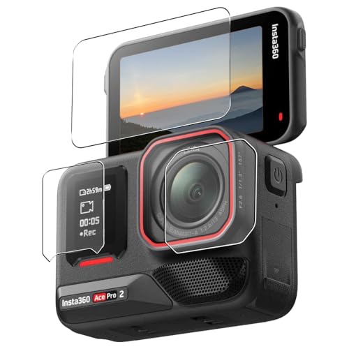 GLIDER Insta360 Ace Pro2 用 保護フィルム ガラス製 前面+背面+レンズ用 スクリーン フィルム 液晶保護 エースプロ2 GLD0517MJ323
