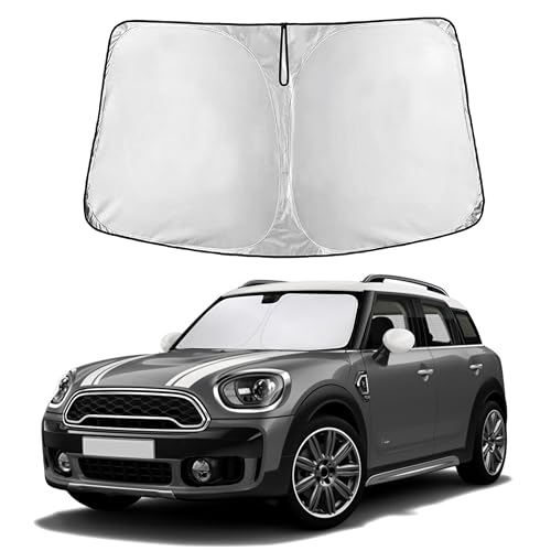 Image of EcoNour Windshield Sun Shade Compatible for Mini Countryman Cooper F60 2017- 2026 Front Window Sunshade Foldable Sun Visor UV & Heat Blocking Protection