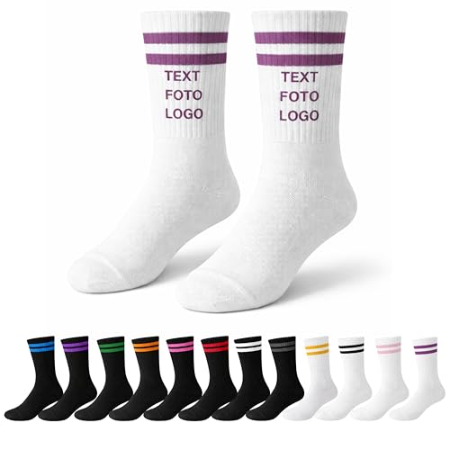 SUNNYPRINTS Personalisierte Socken mit Wunschname Bedruckte Tennissocken mit eigenem Text | Individuelles Geschenk mit Namen für Damen & Herren