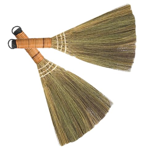 TOBBOMEY 2個 木製卓上ほうき 軽量で長持ち 家用掃除用ほうき 小型で使いやすい卓上清掃ブラシ ホコリ取りに