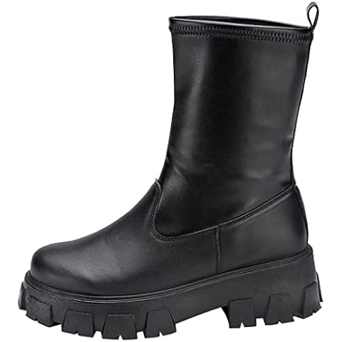 Ladies Mid Calf Shoes | Women Stretch Boots | Ladies Goth Shoes | Women Cleated Boots | Ladies Punk Shoes | Women Chelsea Ankle Shoes | Ladies Chunky Heel Boots | Women Pull On Shoes Size 7 Cover