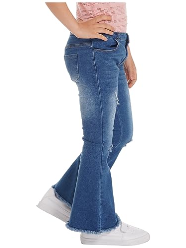 XUNZOO Kids Girls Ripped Flared Jeans Bell-Bottom Denim Pants High Waist Wide Leg Denim Jeans Trousers4