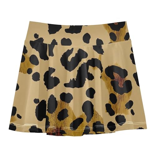 Joisal Athletic Shorts for Girls Skorts Leopard Print Black Brown Beige Skirts with Shorts Children Pleated 3t