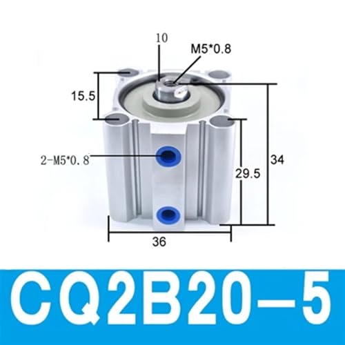 Cilindro compacto de aire CQ2B20-5 de doble efecto con acabado mecánico preciso 3