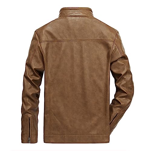 JMSUN Jaqueta Masculina Casaco de couro masculina com gola alta para motocicleta Jaqueta de couro le
