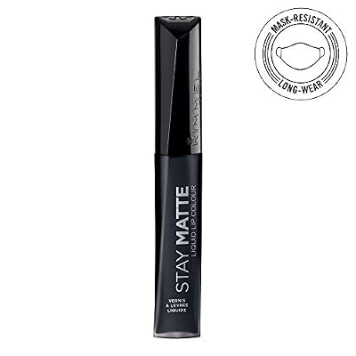 Rimmel Stay Matte Lip Liquid, Pitch Black, 0.21 Fl Oz (Pack of 4)