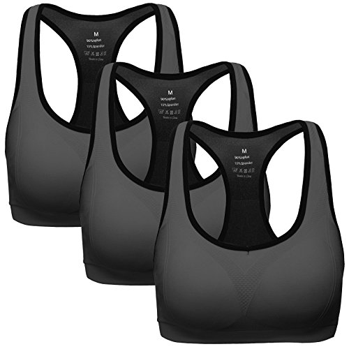 MIRITY Women Racerback Sports Bras - High Impact Workout Gym Activewear Bra,Darkgrey3,M Fit
