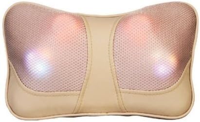 The Quality Life Kneading Massage Cushion Car Shiatsu Pillow, Beige Color with Heat