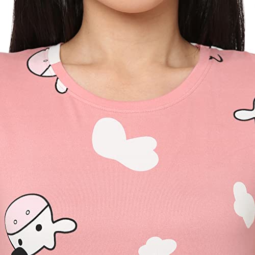 Image of Sweet Dreams Women Printed Round Neck Half Sleeve Poly Brush Top & Capri Set