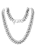 U7 Men's Big Chain 12MM Wide 22' Stainless Steel Franco Curb Necklace Hip Hop Punk Jewelry Cuban Link Chain for Men Women