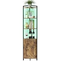 Lifewit Weinschrank Eckschrank 5 Ebenen mit LED Licht, Vintage Barschrank mit verstellbare Einlegeboden, Eckregal mit Stauraum für Bar, Küche, Wohnzimmer, Esszimmer, Rustikales Braun