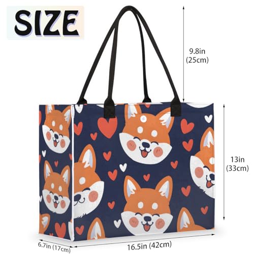 Cute Corgi Happy Tote Bag for Women Large Beach Bag Reusable Tote Bags for Work Travel Beach Shopping2