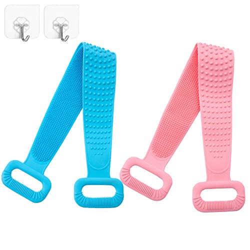 2Pcs silicon body scrubbers, Bath Exfoliating Silicone Body Back Scrubber, Body Wash Silicone Body Scrubber