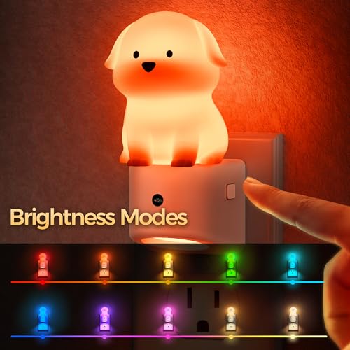 Image of DORESshop LED Night Light for Kids, 3D Cute Puppy Kids Night Light with Dusk to Dawn Sensor, RGB+Soft White 3000K Plug in Night Light for Kids Room Decor, Birthday Gift Nightlight for Kids
