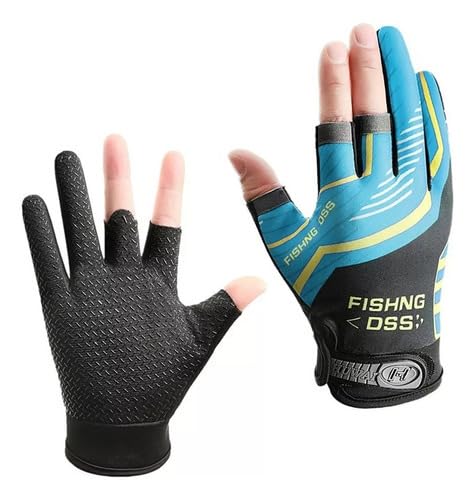 Luva Três Dedos Antiderrapante Uv Esporte Pesca Profissional (azul)