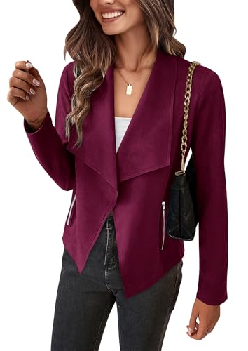PRETTYGARDEN Women's Faux Suede Jackets 2025 Fashion Fall Clothes Long