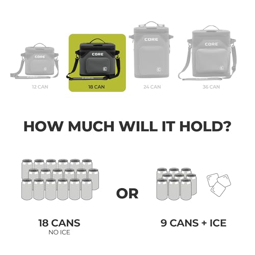 Image of CORE Magnetic Leak Proof Soft Cooler with Waterproof Zipper | Insulated Bag Portable Ice Chest Box | Best Soft Cooler for Food & Beverages for Tailgating, Car Camping, Travel, and Family Beach Picnics