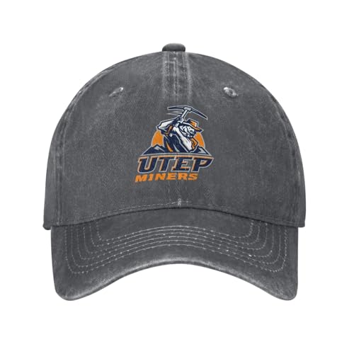 Fsugnioe UTEP Miners Hat Adjustable Baseball Cap Unisex Casual Sports Hat Deep Heather