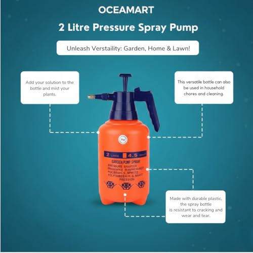 Image of Pressure Spray Pump for Gardening (2L) | Hand Water Pump Sprayer Bottle for Home Garden & Lawn | Watering Sprayer | Indoor & Outdoor Plant Care Spray Can