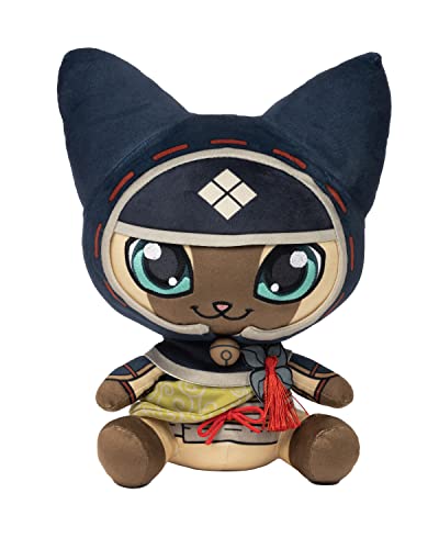 Monster Hunter Plüschfigur Kamura Palico schwarz/beige, aus zertifiziertem recyceltem Polyester, mit Hangtag.