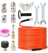 Sewer Jetter Kit for Pressure Washer 50FT, Jet Drain Cleaner Hose, Corner Rotating Button Nose Se...