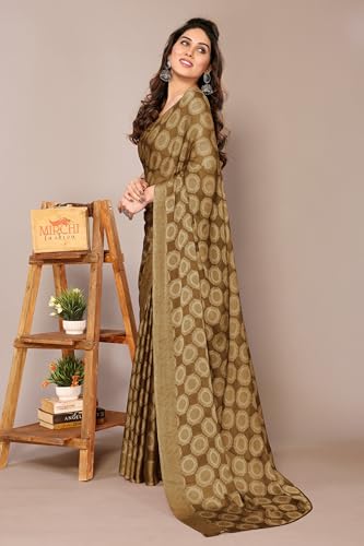 Image of MIRCHI FASHION Women Saree Chiffon Flower Print | Breathable Lightweight Sari for Office and Daily Use with Unstitched Blouse Piece (Available in 30 Styles)