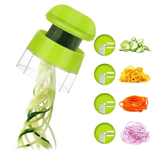 4 Piezas Espiralizador Manual Espaguetis Calabacin Maquina, Cortador de Calabacin en Espaguetis Hacer Espaguetis de Calabacin, Espiralizador de Vegetales Adecuado para Zanahorias, Pepinos