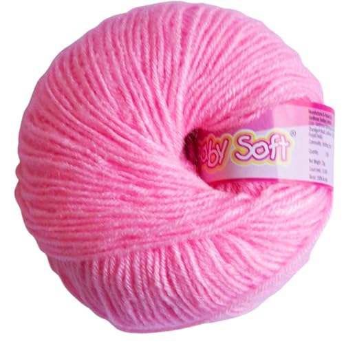 Image of Vardhman BabySoft Knitting Yarn | 100% Acrylic Wool | 4 Ply | Thin Knitting & Crocheting Hook Thread & Lightweight | Special Baby Wool | 150 Grams (6 Balls of 25g) | Machine Washable | Ideal for Blankets, Hats, Booties Ultra-Soft for Baby Sweaters, Blankets, Caps, Socks, Soft toys, Art & craft (Baby Pink No.91 & White No.18)