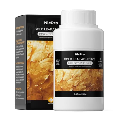Nicpro 8.45oz/250ml Gold Leaf Adhesive Water Based Gilding Adhesive Glue for Arts Painting Craft Furniture and Decoration