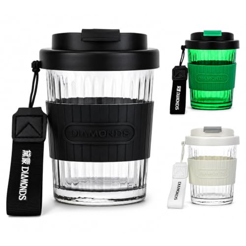 Image of Reusable Glass Coffee Cup with Lid & Silicone Sleeve - 500ml, Set of 1, Portable Borosilicate Glass Travel Mug, Leak-Resistant Coffee Tumbler with Carry Strap, Tea Cup for Home, Office