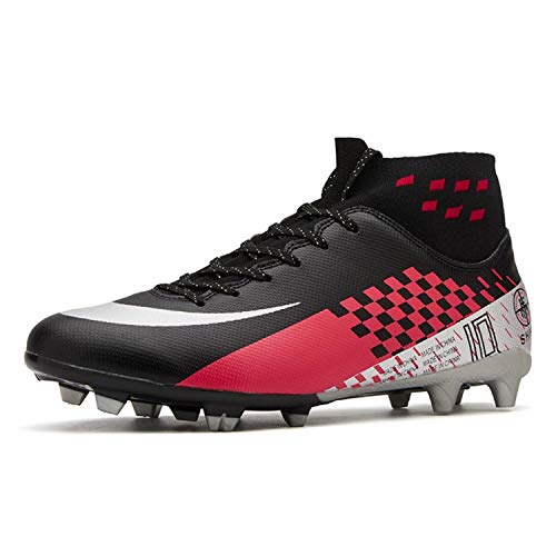 ZYJ Men\'s Athletic Soccer Football Cleats, High-Top Football Soccer Shoes, Big Boys Athletic Sneaker Shoes for Outdoor/Indoor/Competition/Training ZQXCD04-M1-42 Black