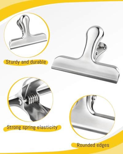 Caianwin 4 Stück Verschlussklammern Groß 119mm Metallklammern Clips für Tüten, Lebensmittel und Foto für Haus, Küche, Schule und Büro