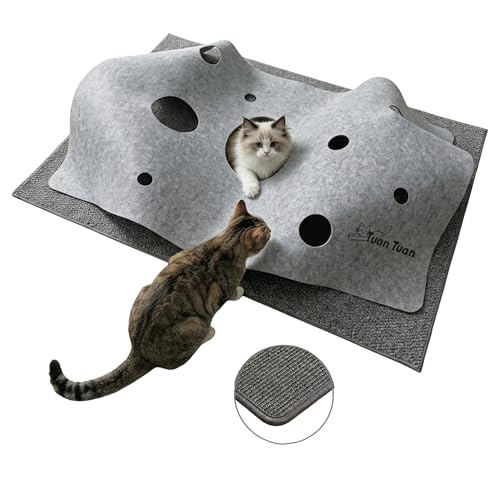 Vishod 3D Interactive Cat Toys for Indoor Cats Versatile Hide & Seek Tunnel Cat Play Mat Stimulating Enrichment Toys for Hunting Scratching & Boredom Relief Custom DIY Activity Center