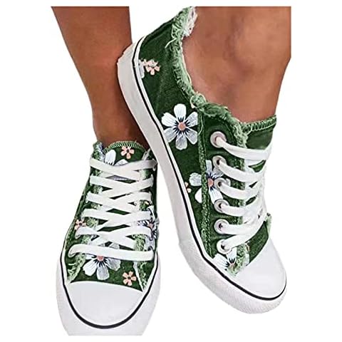 Clenp Lace Up Canvas Shoes with Floral Print Cover