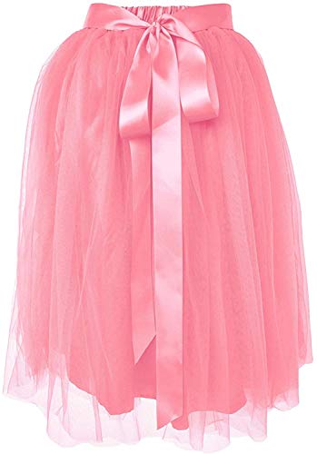 Dancina Women’s Knee Length Tutu A Line Tulle Skirt Regular (Size 2-10) Watermelon